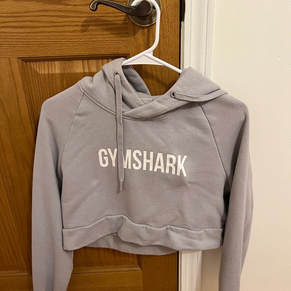 Gymshark Women's Light Gray Cropped Hoodie